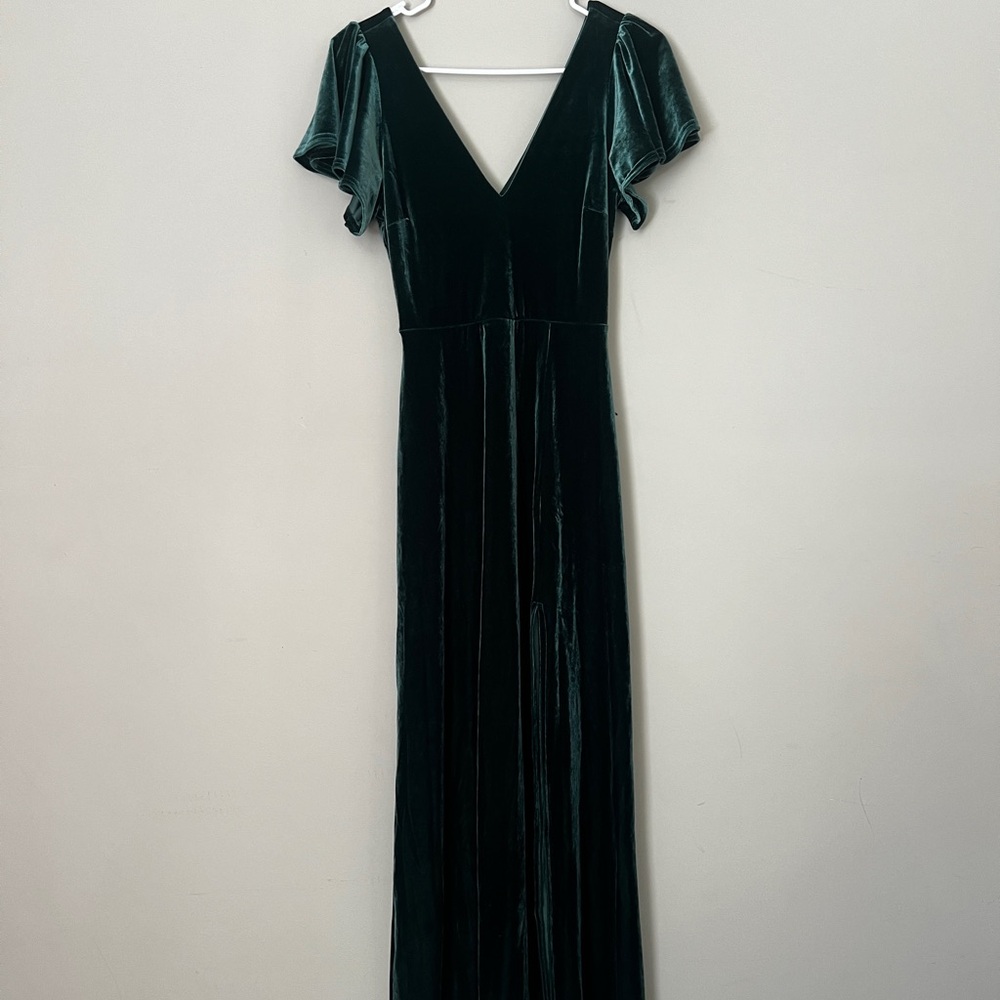 Birdy Grey Emerald Maxi Gown With Slit And Flutter Sleeves View 4